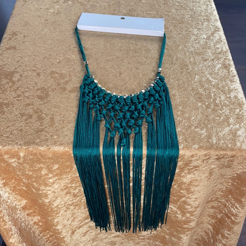 Swimwear Necklace green fringe w/ gold H&M NEW